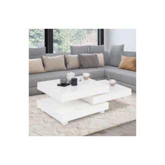 IDMarket MINA tavolino quadrato bianco con piano girevole 60x60 cm