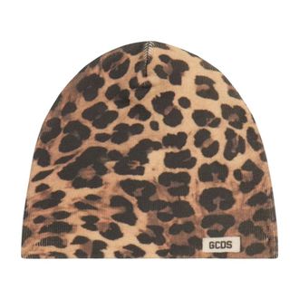 GCDS Gcds - Gothic Beanie - unisex - Accessoires - Bruin - Maat: ONE Size Katoen