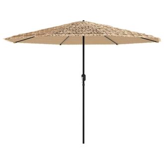 Berkfield Home Durable Garden Parasol with Steel Pole Brown 388x388x248 cm in Light Tan | Size: 388 x 388 x 248 cm