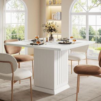 Tribesigns Tribesigns 90CM Square Dining Table with 2 Placemats, Small Dinner Kitchen Table with Sturdy Pedestal Base, for Home Dining Room, Living Room