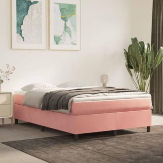 vidaXL Vidaxl - Cama Box Spring Con Colch&oacute;n Terciopelo Rosa 140x200 Cm