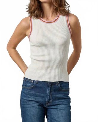 Lilla P Contrast Trim Knit Tank Top In White