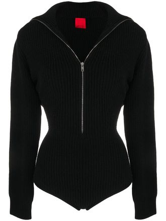 Cashmere in Love ribbed-knit high-neck bodysuit - Black