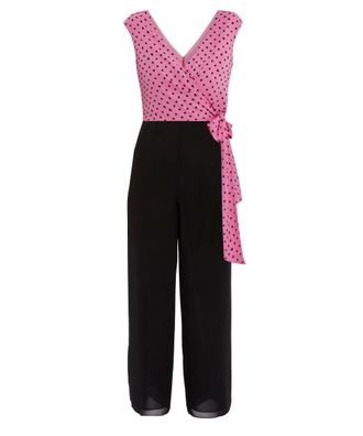 Gina Bacconi Womens Milana Chiffon Jumpsuit With Spot Bodice - Pink - Size 20 UK