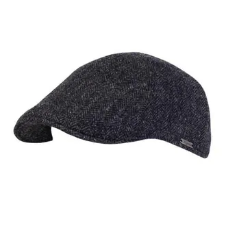 Wigens Mens Herringbone Shetland Pub Cap with Curved Peak in Dark Gray at Nordstrom, Size 56