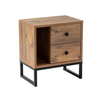 Dmora Dmora - Mesa De Noche Rhiannon, C&oacute;moda Baja, Mesilla De Noche, Estante De La Cama, 45x30 H50 Cm, Pino Y Negro