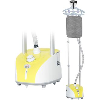 HOMCOM Homcom Plancha Vertical Vapor 1950w, Dep&oacute;sito De 2 l, 32g/min, Plancha De Vapor Vertical Con Barra Telesc&oacute;pica, Colgador De Ropa Amarillo