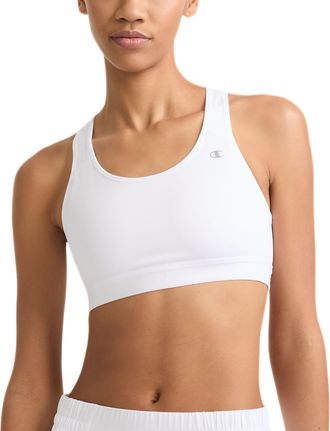 Champion Womens, Compression, Moisture Wicking, High-Impact Sports Bra, Opaque, White, XXL
