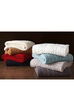 VCNY Home Dublin Cable Knit Throw Blanket - Ivory at Nordstrom Rack
