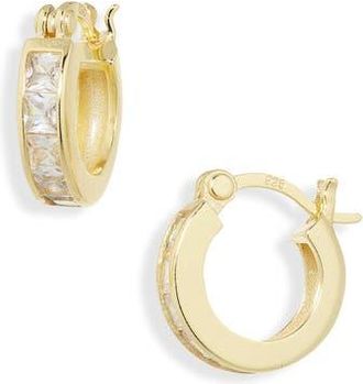 Argento Vivo Princess Cut Cubic Zirconia Huggie Hoop Earrings in Gold at Nordstrom Rack