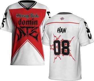 Generic SKZ Dominate World Tour 2025 Jersey SKZ World Tour 2025 Football Jersey Tee Unisex Harajuku Tops (White08,XXL)