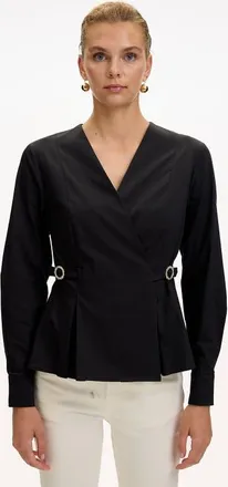 Exquise Ashylnn Wrap Collar Shirt in Black at Nordstrom, Size X-Small