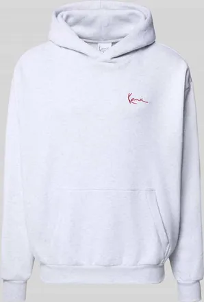 Karl Kani Oversized Fit Hoodie mit Logo-Stitching in Hellgrau, Gr&ouml;&szlig;e XXL