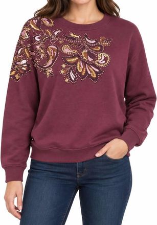 Democracy Long Sleeve Crew Neck Knit Sweatshirt In Merlot