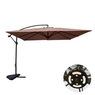 Concept Usine Parasol exc&eacute;ntrico con LED de 3 x 3 m chocolate