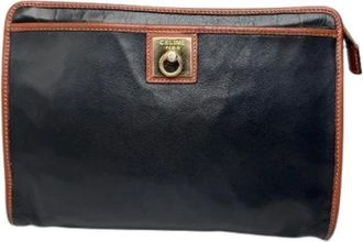Celine Pre-owned Clutches, female, Black, Size: ONE SIZE Pre-owned Vintage Leather Clutch