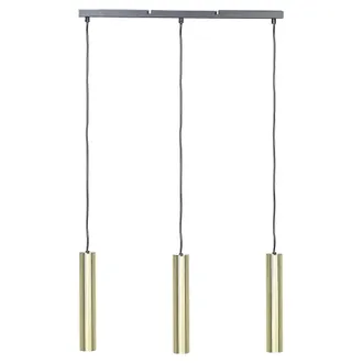 Beliani L&aacute;mpara De Techo De Metal Lat&oacute;n Negro 97 Cm Colgante Suspensi&oacute;n 3 Luces Brosna