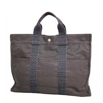 Herm&egrave;s Gray Canvas Tote Bag (Pre-Owned)