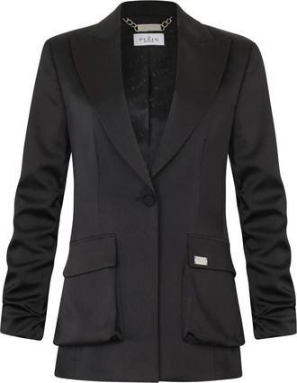 Philipp Plein Satin Cargo Fit Blazer - Dames - Blazers - Zwart - M - Satijn - Jassen