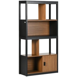 HOMCOM 4-Tier Bookshelf Freestanding Bookcase W/ Storage for Study Walnut Brown | TJ Hughes