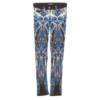 Roberto Cavalli Blue Cotton Printed Flared Bottom Jeans
