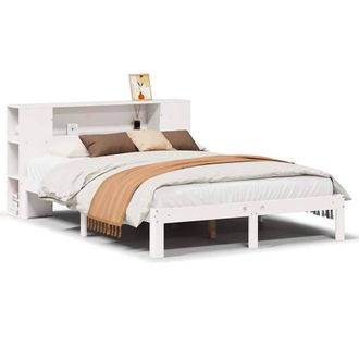 Berkfield Home Bookcase Bed without Mattress White 140x190cm Solid Wood Pine | Size: 140x190 cm