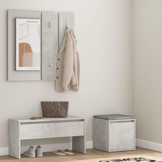 vidaXL Vidaxl - Juego De Muebles Recibidor Madera Contrachapada Gris Hormig&oacute;n