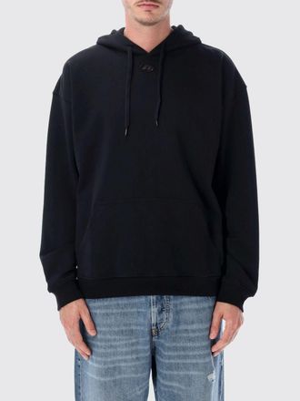 Diesel Felpa con cappuccio in cotone con tasca a marsupio e logo Oval D