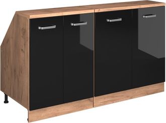 Vicco Conjunto De Armarios Para Techo Inclinado Rion, Negro Brillo Intenso, 140 Cm Lote De 2 Carcasas De Armario 60 Cm De Profundidad, Vicco