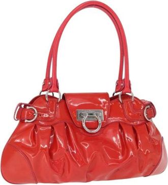 Ferragamo Pre-owned Handbags, female, Red, Size: ONE SIZE Pre-owned Coated Canvas Handbag