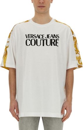 Versace Jeans Couture Oversized T-Shirt With Bold Logo And Intricate Patterned Sleeves