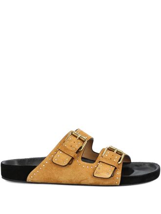 Isabel Marant Lennyo studded double-strap sandals - Brown