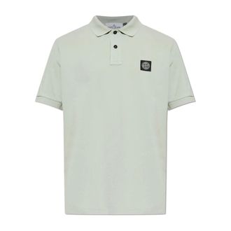 Stone Island Polo Shirts, male, Green, Size: 2XL Polo Shirt With Logo Patch