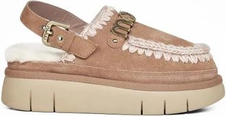 Mou Bounce Clog Back Strap - Dames - Klompen - Bruin - 40 EU - Wol - Schoenen