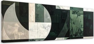 Feeby Cuadro Sobre Lienzo, Abstracci&oacute;n Geom&eacute;trica Verde, 120x40
