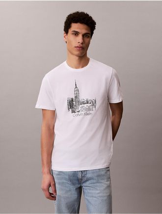 Calvin Klein Jeans Calvin Klein Mens City Graphic Classic T-Shirt - Open White - 2XL