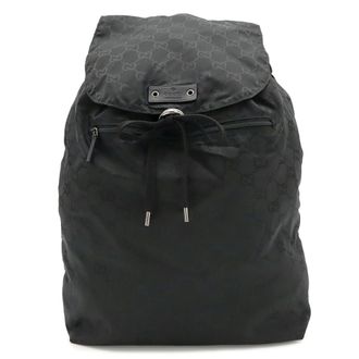 Gucci Black Nylon Leather Backpack (Pre-Owned)