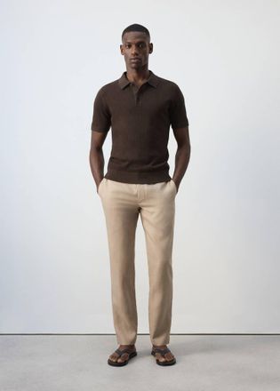 Mango Polo 100% cotone maglia texture cioccolato - Uomo - XXL - MANGO MAN