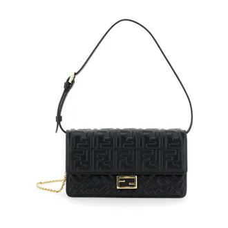 Fendi Tassen, Dames, Zwart, ONE Size, Leer, Wallet on Chain Baguette