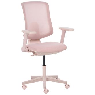 Beliani Silla De Oficina Ergon&oacute;mica Respaldo Ajustable Asiento Deslizante Reposabrazos Ajustables Rosa Sero