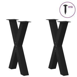 Berkfield Home Modern Dining Table Legs X-Shaped 2 pcs Black 60x(72-73) cm Steel