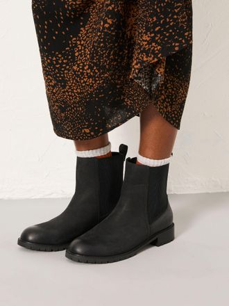 Fat Face FatFace Evelyn Black Standard/Wide Fit Leather Chelsea Ankle Boots
