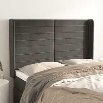 vidaXL Cabecero Con Orejas De Terciopelo Gris Oscuro 147x16x118/128 Cm Vidaxl