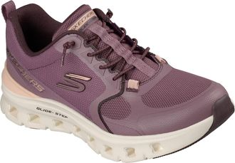 Skechers Glide-Step Pro Textile Womens Plum Mesh/Synthetic/Peach Trim Trainers - Red - Size UK 5