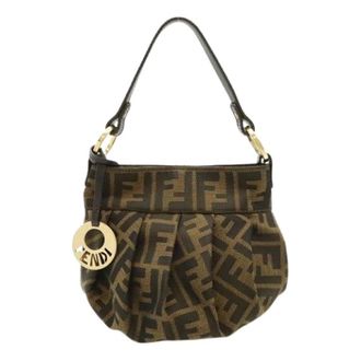 Fendi Pre-owned Shoulder Bags, female, Brown, Size: ONE SIZE Pre-owned Zucca Canvas Handbag
