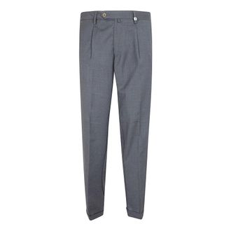 Myths Straight Trousers, male, Gray, Size: M Pleated Cuffed Trousers