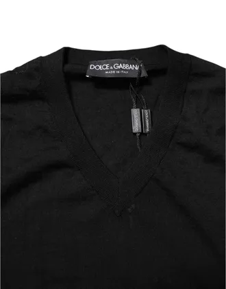 Dolce & Gabbana Dark Gray Embroidered Logo Pullover Mens Sweater