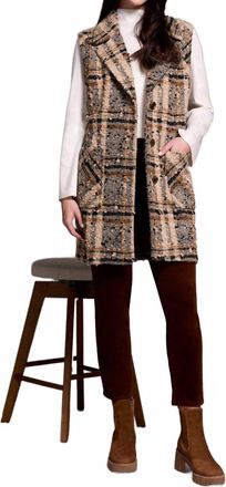 Tribal Wide Notch Collar Vest In Sandstone