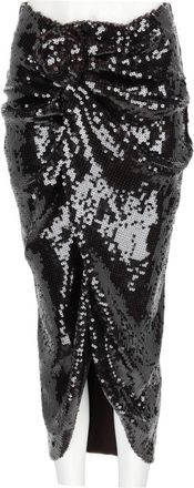 Rotate Brown Sequined Ruched High-Waisted Midi Skirt