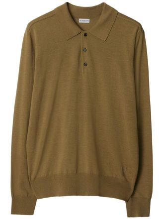 Burberry long-sleeve wool polo shirt - men - Wool/Wool/Polyamide/Elastane - S - Green